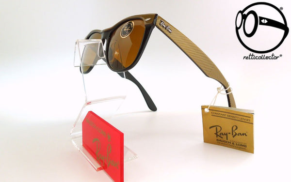 ray ban b l wayfarer ii street neat w0495 b 15 gold ebony pv 80s Lunettes de soleil vintage pour homme